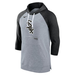 Heather Gray/Heather Black Chicago White Sox Nike Baseball Raglan 3/4-Sleeve Pullover Hoodie