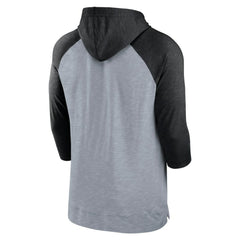 Heather Gray/Heather Black Chicago White Sox Nike Baseball Raglan 3/4-Sleeve Pullover Hoodie