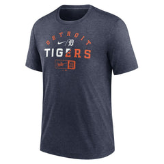 Heather Navy Detroit Tigers Nike Rewind Review Slash Tri-Blend T-Shirt