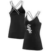 Black Chicago White Sox Fanatics Women's Barrel It Up Cross Back V-Neck Tank Top