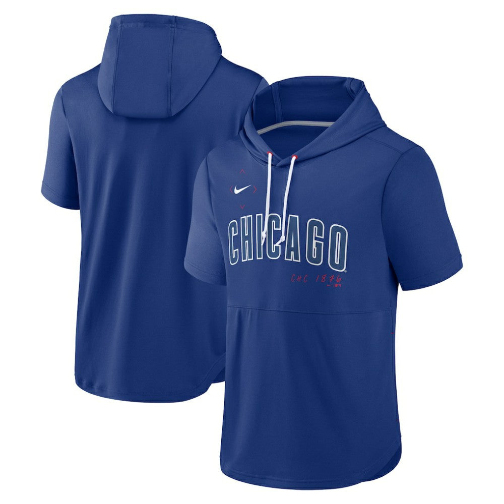 Royal Chicago Cubs Nike Springer Short Sleeve Team Pullover Hoodie
