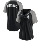 Black Chicago White Sox Fanatics Women's Ultimate Style Raglan V-Neck T-Shirt