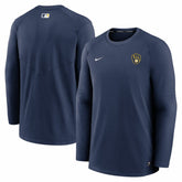Navy Milwaukee Brewers Nike Authentic Collection Logo Performance Long Sleeve T-Shirt
