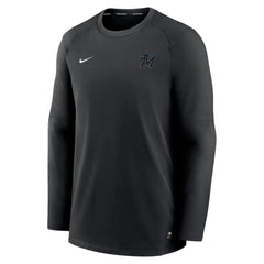 Black Miami Marlins Nike Authentic Collection Logo Performance Long Sleeve T-Shirt