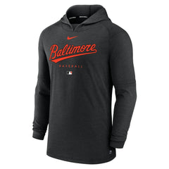 Heather Black Baltimore Orioles Nike Authentic Collection Lightweight Dri-FIT Hooded Pullover