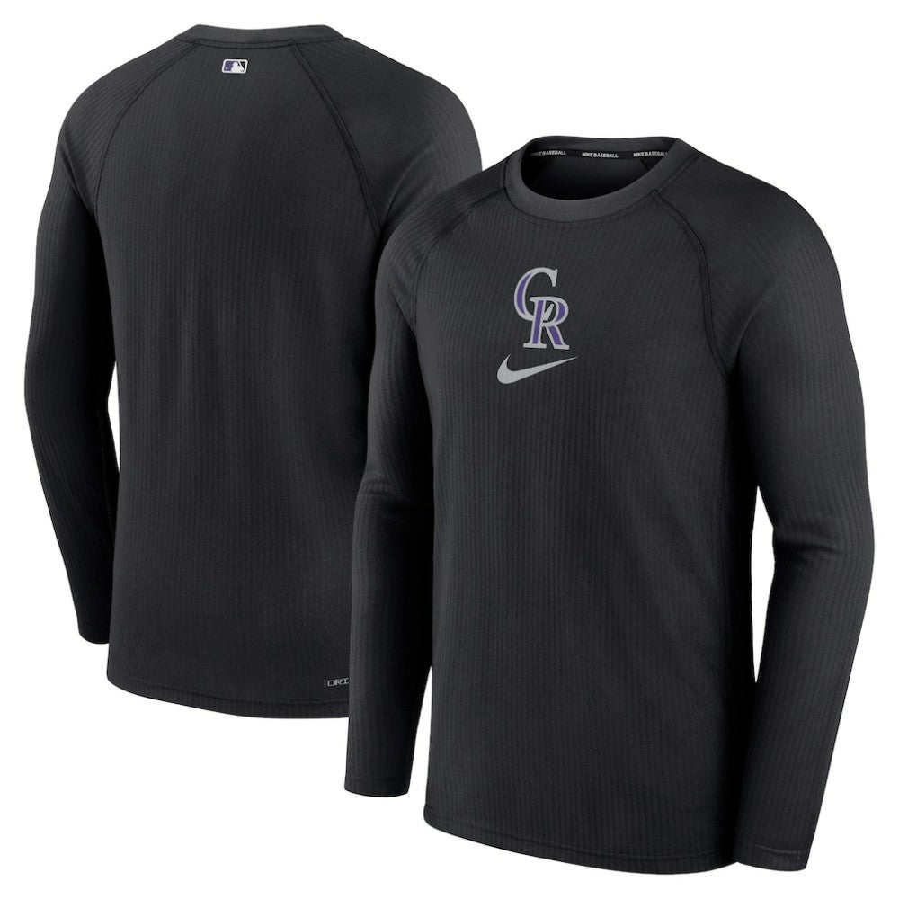 Black Colorado Rockies Nike Authentic Collection Game Raglan Performance Long Sleeve T-Shirt