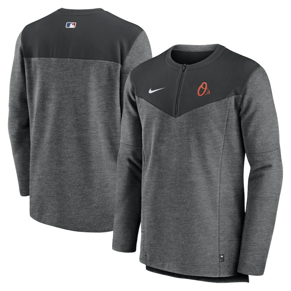 Black Baltimore Orioles Nike Authentic Collection Game Time Performance Half-Zip Top