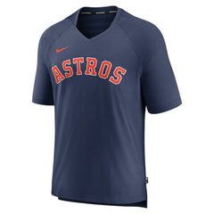 Navy Houston Astros Nike Authentic Collection Pregame Raglan Performance V-Neck T-Shirt
