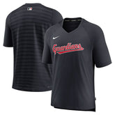 Navy Cleveland Guardians Nike Authentic Collection Pregame Raglan Performance V-Neck T-Shirt