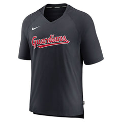 Navy Cleveland Guardians Nike Authentic Collection Pregame Raglan Performance V-Neck T-Shirt