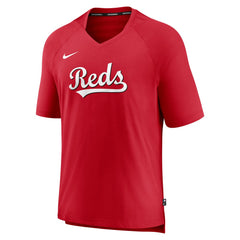 Red Cincinnati Reds Nike Authentic Collection Pregame Raglan Performance V-Neck T-Shirt