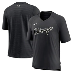 Black Chicago White Sox Nike Authentic Collection Pregame Raglan Performance V-Neck T-Shirt