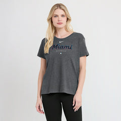 Heather Charcoal Miami Marlins Nike Women's Authentic Collection Early Work Tri-Blend T-Shirt