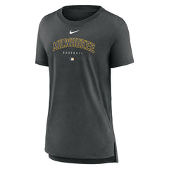 Heather Charcoal Milwaukee Brewers Nike Women's Authentic Collection Early Work Tri-Blend T-Shirt