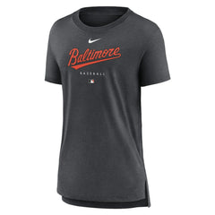Heather Charcoal Baltimore Orioles Nike Women's Authentic Collection Early Work Tri-Blend T-Shirt