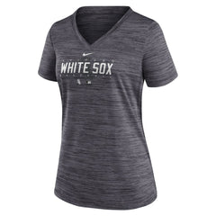 Black Chicago White Sox Nike Women's Authentic Collection Velocity Practice Performance V-Neck T-Shirt