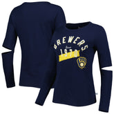 Navy Milwaukee Brewers Touch Women's Formation Long Sleeve T-Shirt