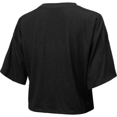 Black Chicago Cubs Majestic Threads Women's Leopard Cropped T-Shirt
