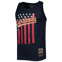 Navy St. Louis Cardinals Mitchell & Ness Cooperstown Collection Stars and Stripes Tank Top