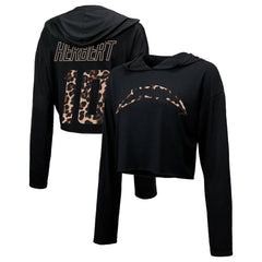 Justin Herbert Majestic Threads Women's Leopard Player Name & Number Long Sleeve Cropped Hoodie - Los Angeles Chargers Hoodies