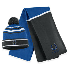 WEAR by Erin Andrews Women's Colorblock Cuffed Knit Hat with Pom and Scarf Set - Indianapolis Colts Hats