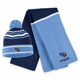WEAR by Erin Andrews Women's Colorblock Cuffed Knit Hat with Pom and Scarf Set - Tennessee Titans Hats