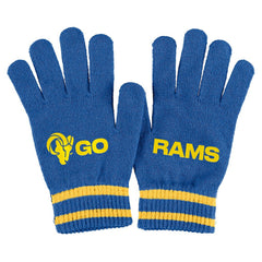 WEAR by Erin Andrews Women's Double Jacquard Cuffed Knit Hat with Pom and Gloves Set - Los Angeles Rams Hats