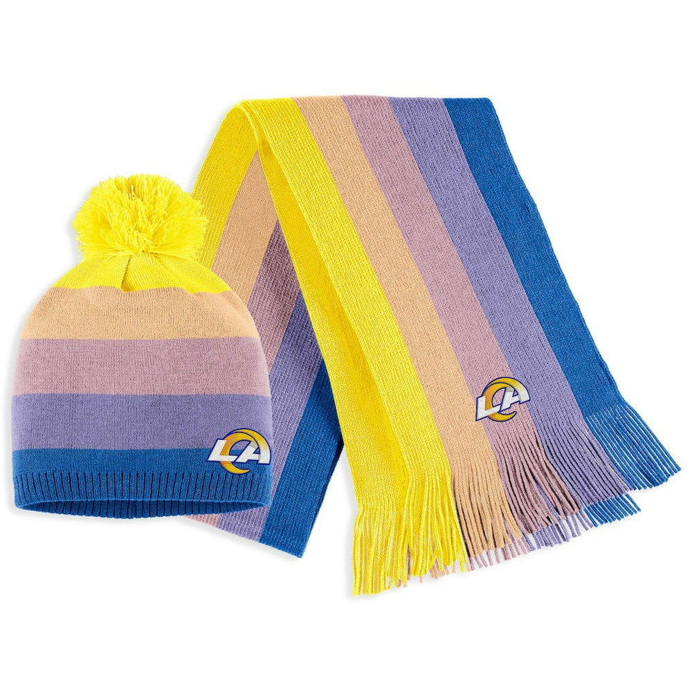 WEAR by Erin Andrews Women's Ombre Pom Knit Hat and Scarf Set - Los Angeles Rams Hats