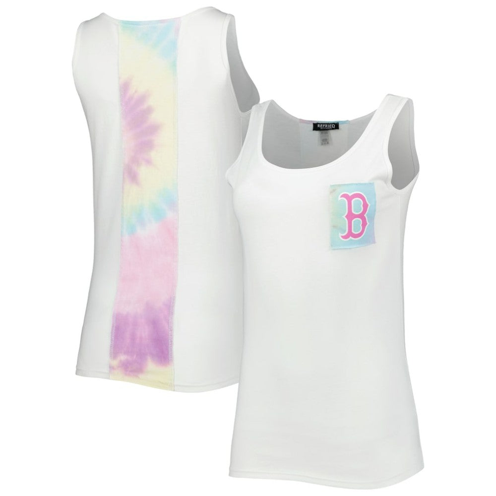 White Boston Red Sox Refried Apparel Women's Tie-Dye Tank Top