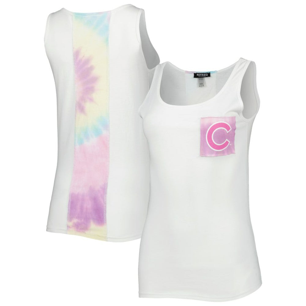 White Chicago Cubs Refried Apparel Women's Tie-Dye Tank Top