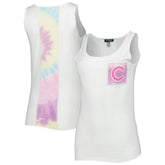 White Chicago Cubs Refried Apparel Women's Tie-Dye Tank Top
