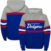 Heather Gray/Royal Los Angeles Dodgers Mitchell & Ness Youth Cooperstown Collection Head Coach Pullover Hoodie