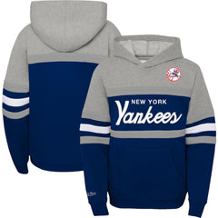 Heather Gray/Navy New York Yankees Mitchell & Ness Youth Cooperstown Collection Head Coach Pullover Hoodie