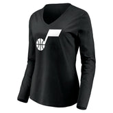 Utah Jazz Women's Primary Logo Team Long Sleeve V-Neck T-Shirt
