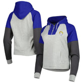Antigua Women's Lightweight Jackpot Raglan Half-Zip Pullover Hoodie - Los Angeles Rams Hoodies