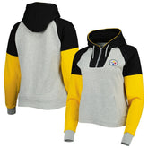 Antigua Women's Lightweight Jackpot Raglan Half-Zip Pullover Hoodie - Pittsburgh Steelers Hoodies