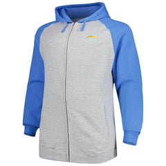 Big & Tall Fleece Raglan Full-Zip Hoodie Jacket - Los Angeles Chargers Hoodies