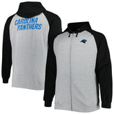Big & Tall Fleece Raglan Full-Zip Hoodie Jacket - Carolina Panthers Hoodies