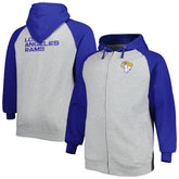 Big & Tall Fleece Raglan Full-Zip Hoodie Jacket - Los Angeles Rams Hoodies