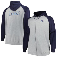 Big & Tall Fleece Raglan Full-Zip Hoodie Jacket - Tennessee Titans Hoodies