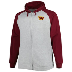 Big & Tall Fleece Raglan Full-Zip Hoodie Jacket - Washington Commanders Hoodies