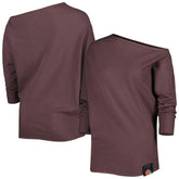 KIYA TOMLIN Women's Twisted Tri-Blend Asymmetrical 3/4-Dolman Sleeve Sweatshirt - Cleveland Browns Sweatshirts
