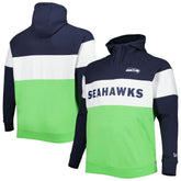 Big & Tall Current Team Colorblock Fleece Raglan Pullover Hoodie - Seattle Seahawks Hoodies