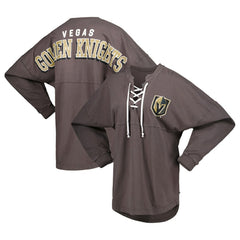 NHL Vegas Golden Knights Fanatics Women's Spirit Lace-Up V-Neck Long Sleeve Jersey T-Shirt