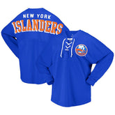 NHL New York Islanders Fanatics Women's Spirit Lace-Up V-Neck Long Sleeve Jersey T-Shirt