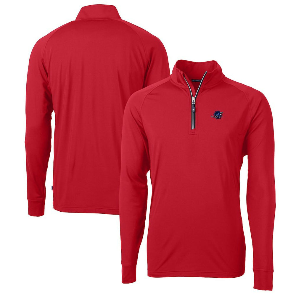 Cutter & Buck Big & Tall Adapt Eco Knit Stretch Recycled Quarter-Zip Pullover Top - Miami Dolphins Pullover