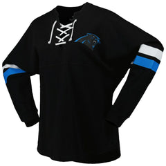 Women's Spirit Jersey Lace-Up V-Neck Long Sleeve T-Shirt - Carolina Panthers T-shirts