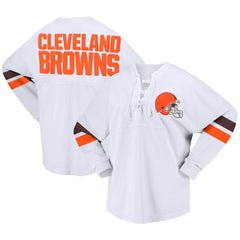 Women's Spirit Jersey Lace-Up V-Neck Long Sleeve T-Shirt - Cleveland Browns T-shirts