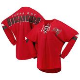 Women's Spirit Jersey Lace-Up V-Neck Long Sleeve T-Shirt - Tampa Bay Buccaneers T-shirts