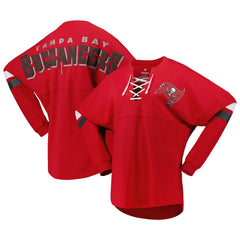 Women's Spirit Jersey Lace-Up V-Neck Long Sleeve T-Shirt - Tampa Bay Buccaneers T-shirts